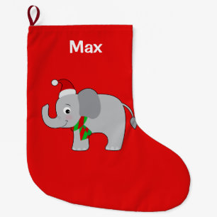 Baby olifant in Santa Hat en Scarf Grote Kerstsok