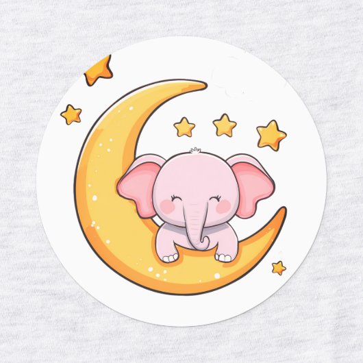 Baby olifant in slaap labels (Design 1)