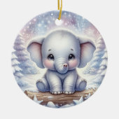 Baby Olifant in Winterglans Keramisch Ornament (Voorkant)