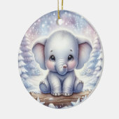 Baby Olifant in Winterglans Keramisch Ornament (Links)