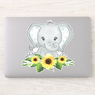 Baby olifant in zonnebloemen sticker