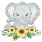 Baby olifant in zonnebloemen sticker (Voorkant)