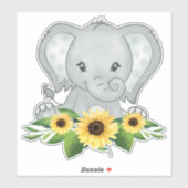 Baby olifant in zonnebloemen sticker (Vel)
