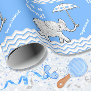 Baby Olifant Jongen Baby Shower Inpakpapier
