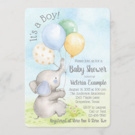 Baby Olifant Jongen Baby Shower Uitnodigingen