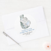 Baby olifant jongen blauw gunst stickers (Envelop)