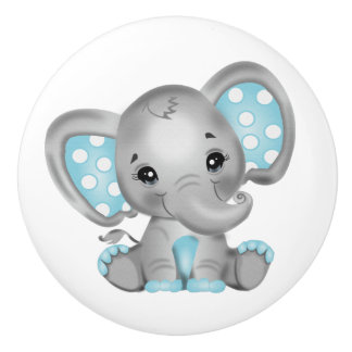 Baby Olifant Jongen Keramische Knop