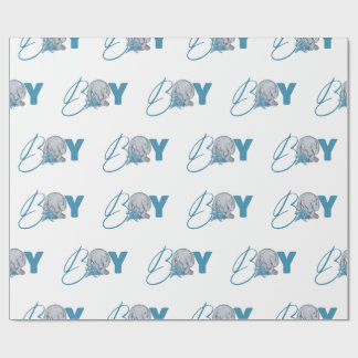 Baby Olifant Jungle Dier Blauwe Script Slaapkamer Cadeaupapier