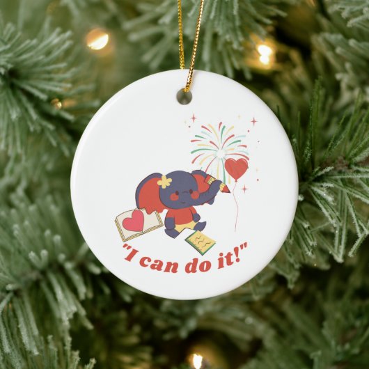 Baby olifant keramisch Ornament (Boom)