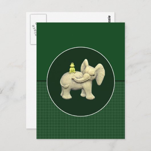 Baby olifant & kikker briefkaart (Voorkant / Achterkant)