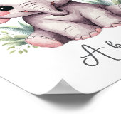 Baby Olifant Kinderkamer Muur Kunst - Naam Print (Hoek)