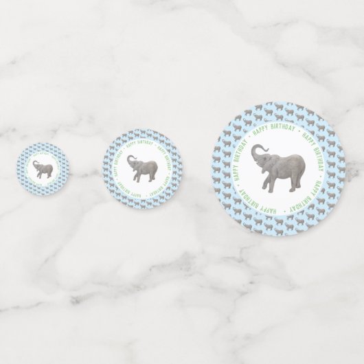 Baby Olifant Lichtblauw Verjaardag Confetti (Achterkanten)