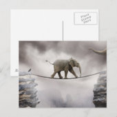 Baby olifant loopt de Tightrope Briefkaart (Voorkant / Achterkant)