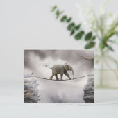 Baby olifant loopt de Tightrope Briefkaart (Staand voorkant)