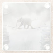 Baby olifant loopt de Tightrope Glazen Onderzetter (Achterkant)