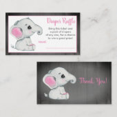 Baby Olifant luier loterij ticket Het is een meisj Informatiekaartje (Voorkant / Achterkant)