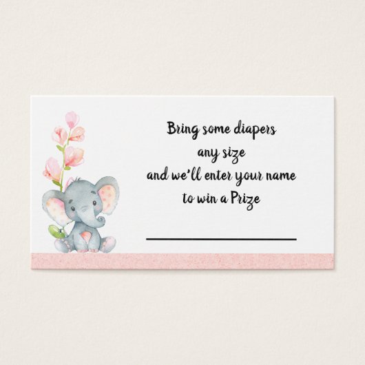 Baby Olifant Luier Raffle invoegen Visitekaartje (Voorkant)