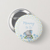 Baby olifant mamma om pin - blauw te worden ronde button 5,7 cm (Voorkant /achterkant)