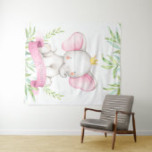 Baby Olifant Meisje Baby Shower Achtergrond Banner Wandkleed (In Situ (horizontaal))