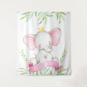 Baby Olifant Meisje Baby Shower Achtergrond Banner Wandkleed (Voorkant)