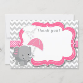 Baby Olifant Meisje Baby shower Roze Dank u Kaart