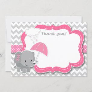 Baby Olifant Meisje Baby shower Roze Dank u Kaart