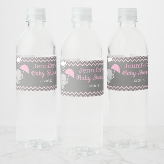 Baby Olifant Meisje Baby shower Waterfles Labels Waterfles Etiket (Flessen)