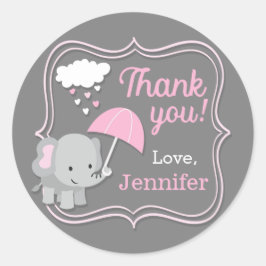 Baby olifant meisje dank u Baby shower Labels