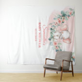 Baby olifant meisje eucalyptus krans achtergrond wandkleed (In Situ (horizontaal))