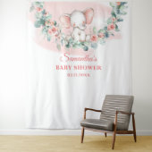 Baby olifant meisje eucalyptus krans achtergrond wandkleed (In situ)