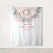 Baby olifant meisje eucalyptus krans achtergrond wandkleed (Voorkant)