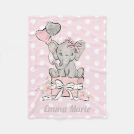 Baby Olifant Meisje Roze Zilver Glitter Ballonnen Fleece Deken