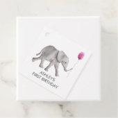 Baby Olifant Meisje Verjaardagscadeau Labels, roze Bedankjes Labels (In situ)