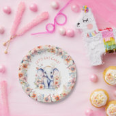 Baby Olifant Meisje Verjaardagsfeest Gepersonalise Papieren Bordje (Feest)