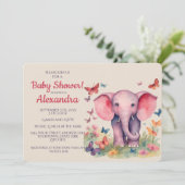 Baby Olifant Meisjes Baby shower Kaart (Staand voorkant)