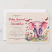 Baby Olifant Meisjes Baby shower Kaart (Voorkant)