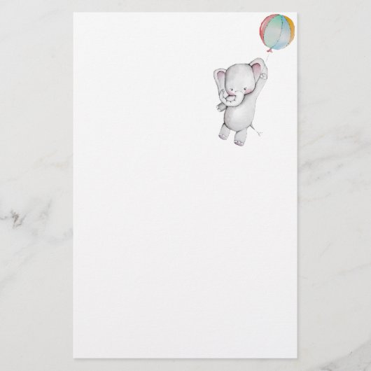 Baby olifant met ballonkaartje briefpapier (Voorkant)