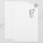 Baby olifant met ballonkaartje briefpapier (Voorkant / Achterkant)