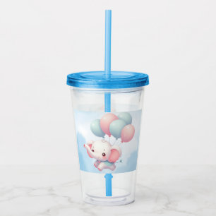 baby olifant met ballonnen acryl drinkbeker