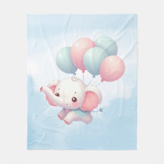 baby olifant met ballonnen fleece deken (Voorkant)
