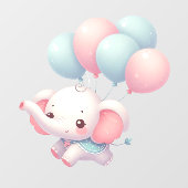 baby olifant met ballonnen raamsticker (Vel)
