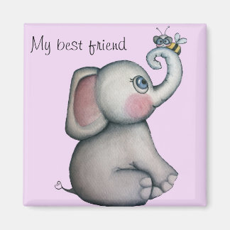Baby Olifant met Bee Beste Vriendmagneet Magneet