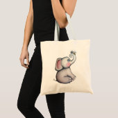 Baby olifant met Canvas tas bij bijen (Voorkant (product))