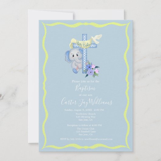 Baby olifant met dwars- en dove Kaart (Voorkant)