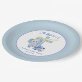 Baby olifant met dwars- en dovenblaasjes papieren bordje (Gekanteld)