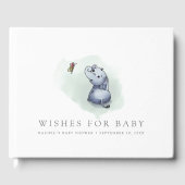 Baby olifant met een vlindervliegend baby shower gastenboek (Voorkant)
