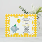 Baby olifant met gele poka dot achtergrond kaart (Staand voorkant)