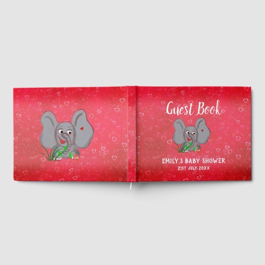 Baby olifant met gras en bloem gastenboek (Volledig)