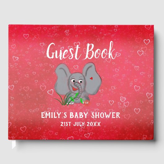 Baby olifant met gras en bloem gastenboek (Voorkant)