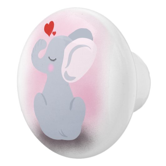 Baby olifant met hart keramische knop (Rechts)